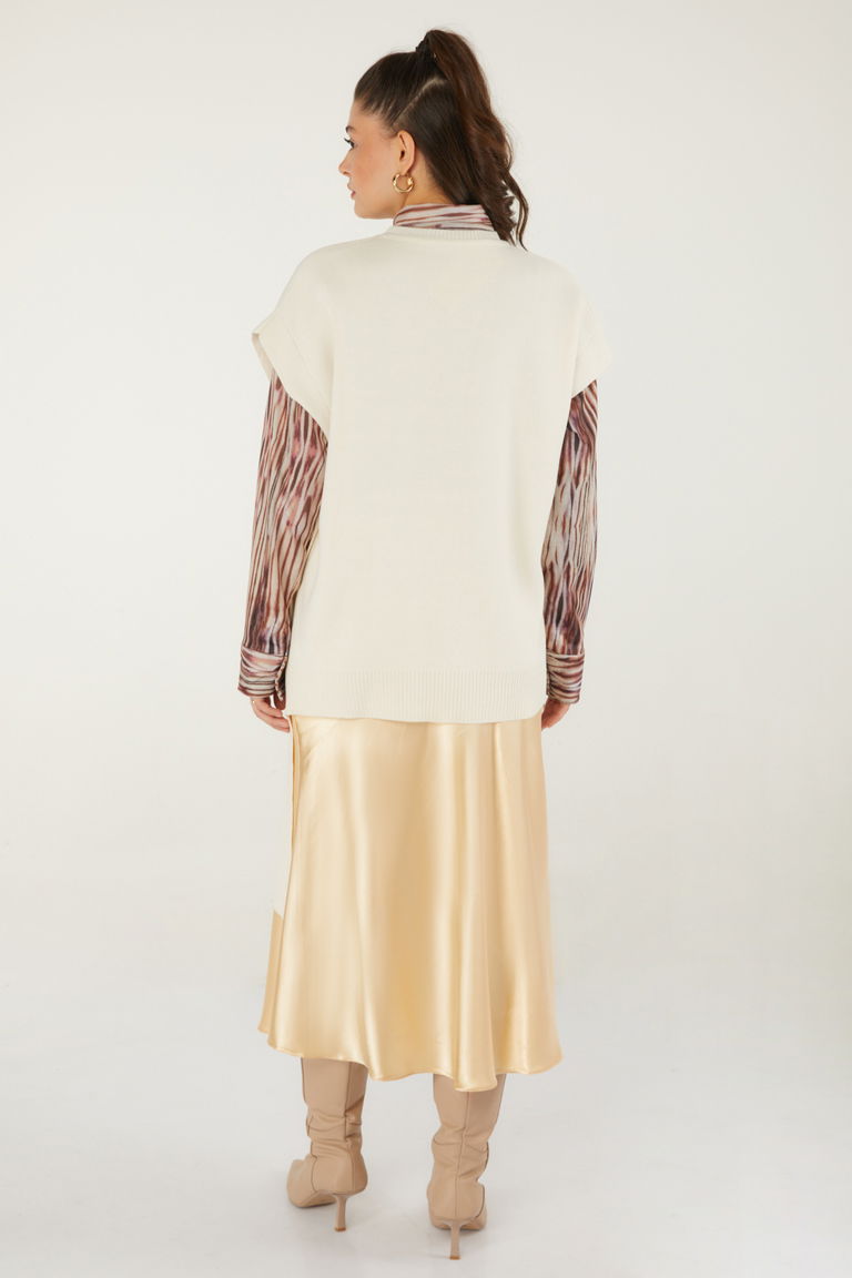 Yandan Bağlamalı Düğmeli Triko Süveter - 27638 - TOFİSA