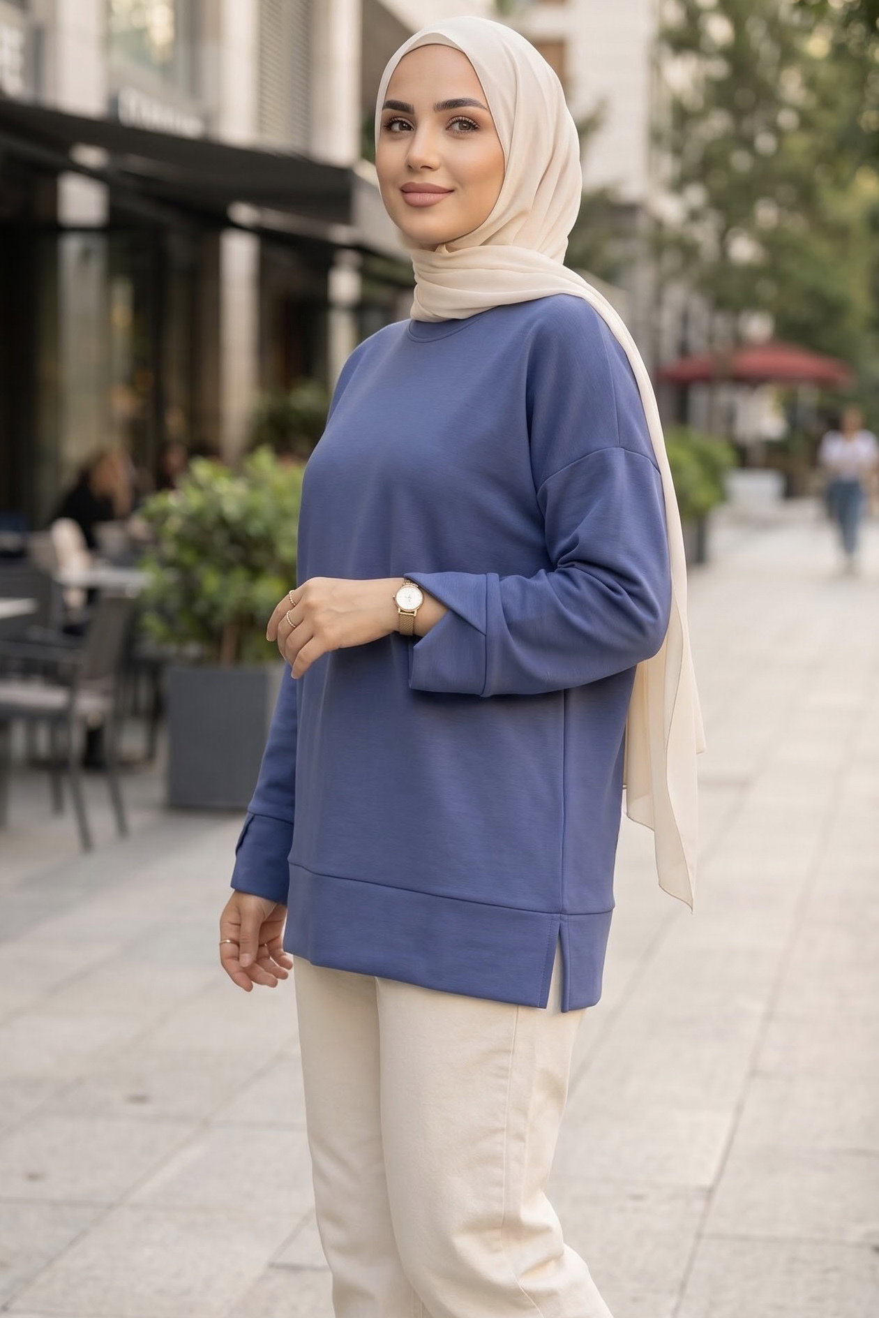 Yandan Ve Kol Yırtmaçl Tnik Indigo - 29328-INDIGO - 2