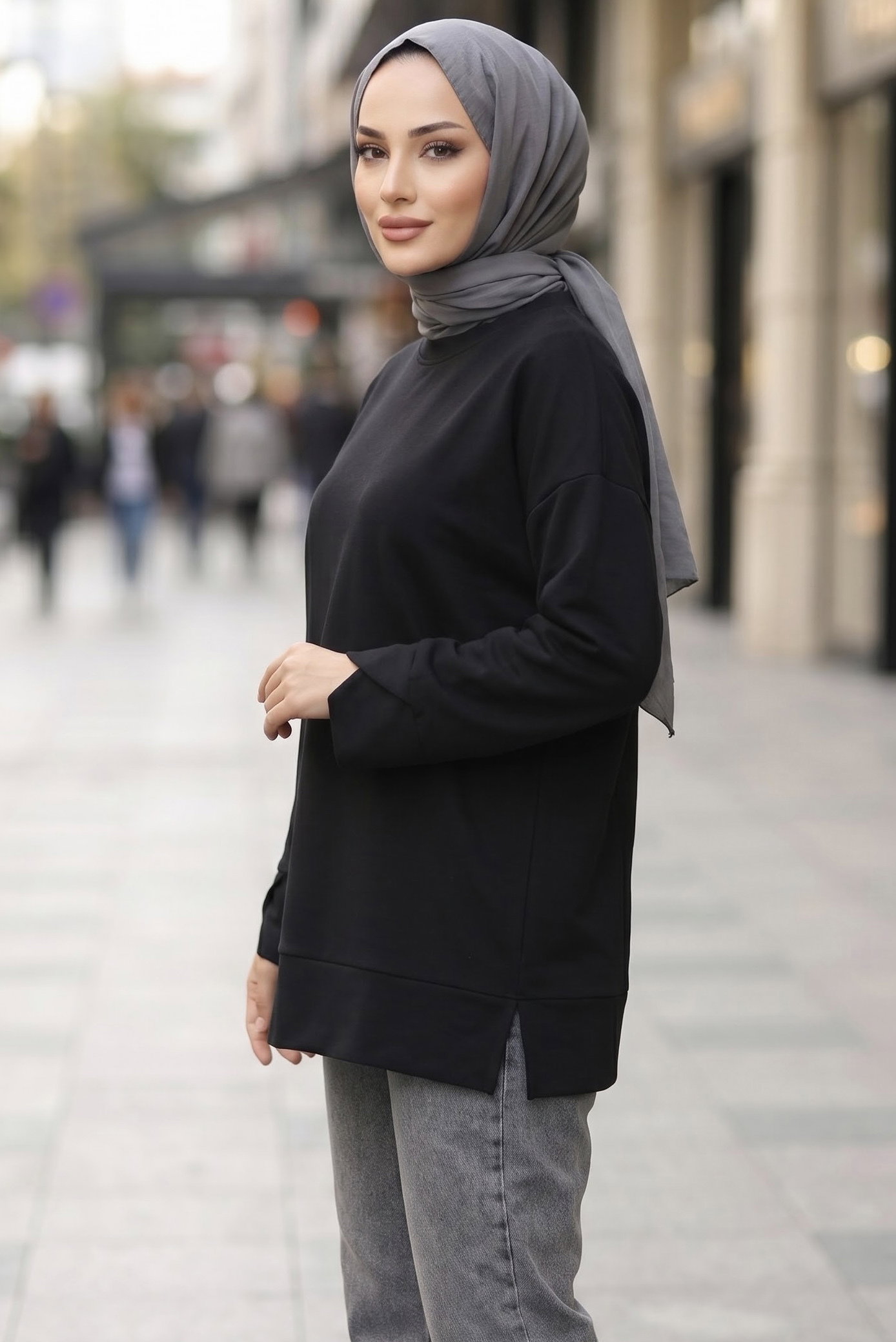 Yandan Ve Kol Yırtmaçl Tnik Siyah - 29328-SIYAH - 2