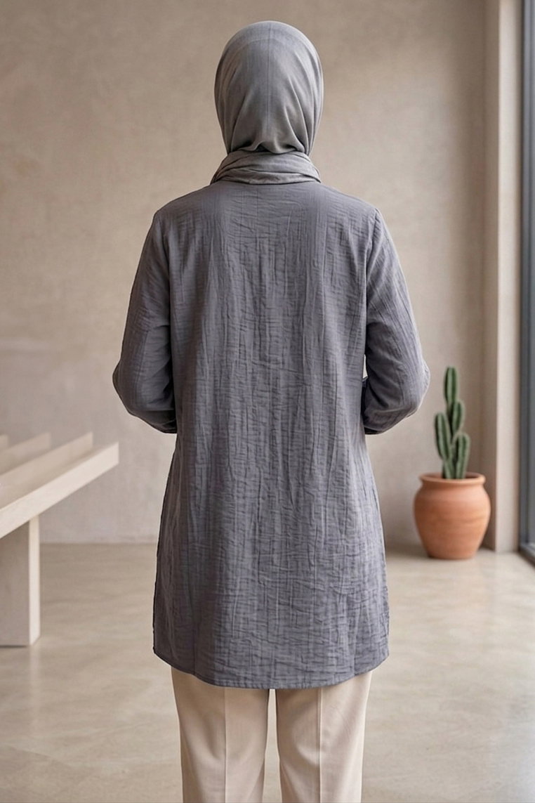 Yanları Bağcık Detaylı Çilek Tunik - 1302-FUME - 3