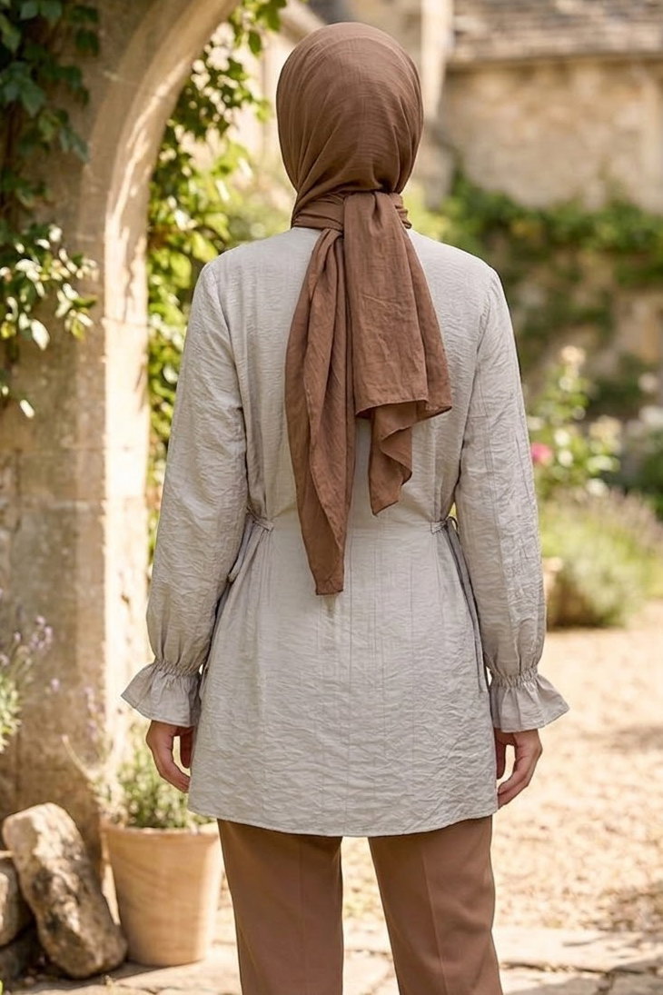 Yanları Bağcık Detaylı Çilek Tunik Taş - 1302-TAS - 3