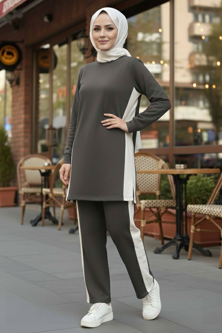 Yanları Şerit Detaylı İkili Takım - 2055-FUME - TOFİSA