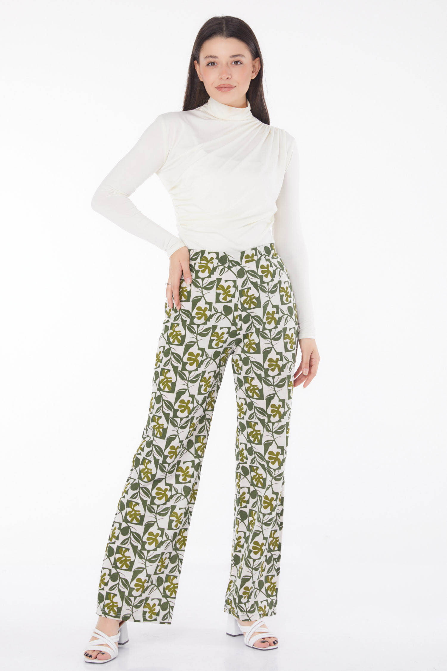 Yaprak Desen Pantolon - 13214-HAKI - 22