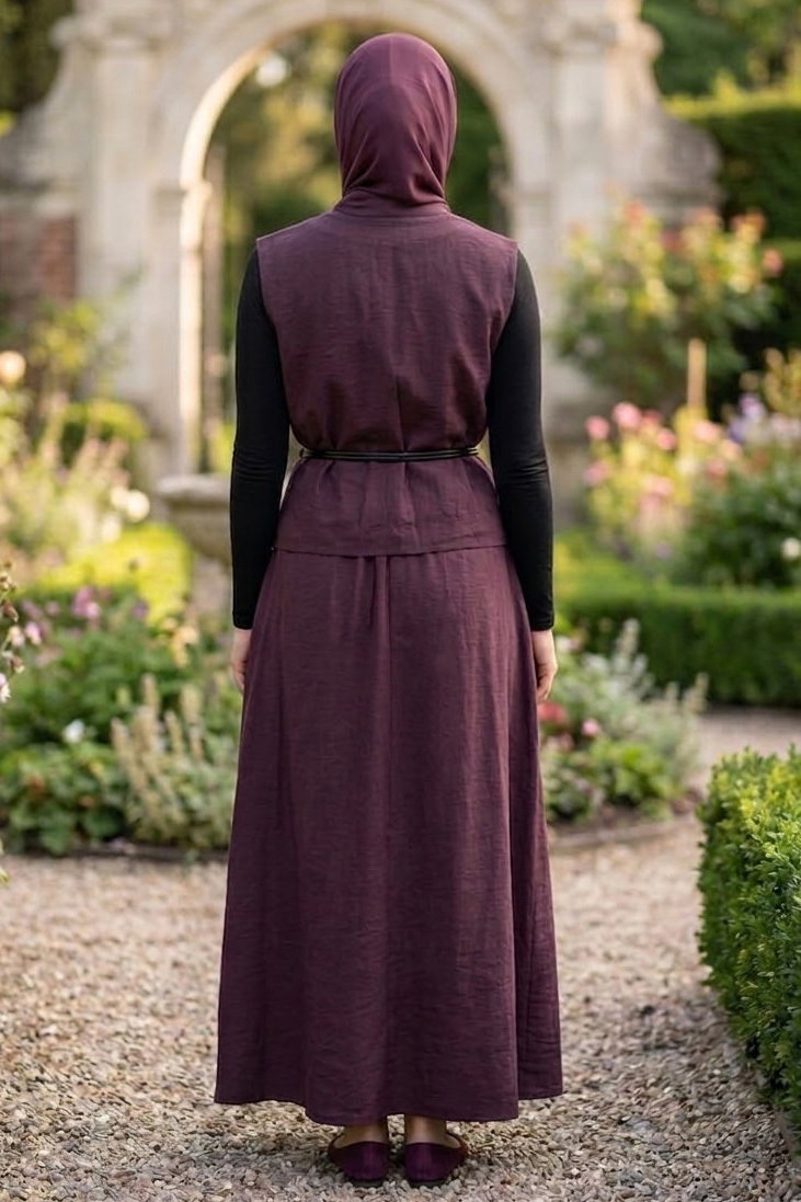 Yelekli Kemerli İkili Takım Bordo - 28528-BORDO - 3