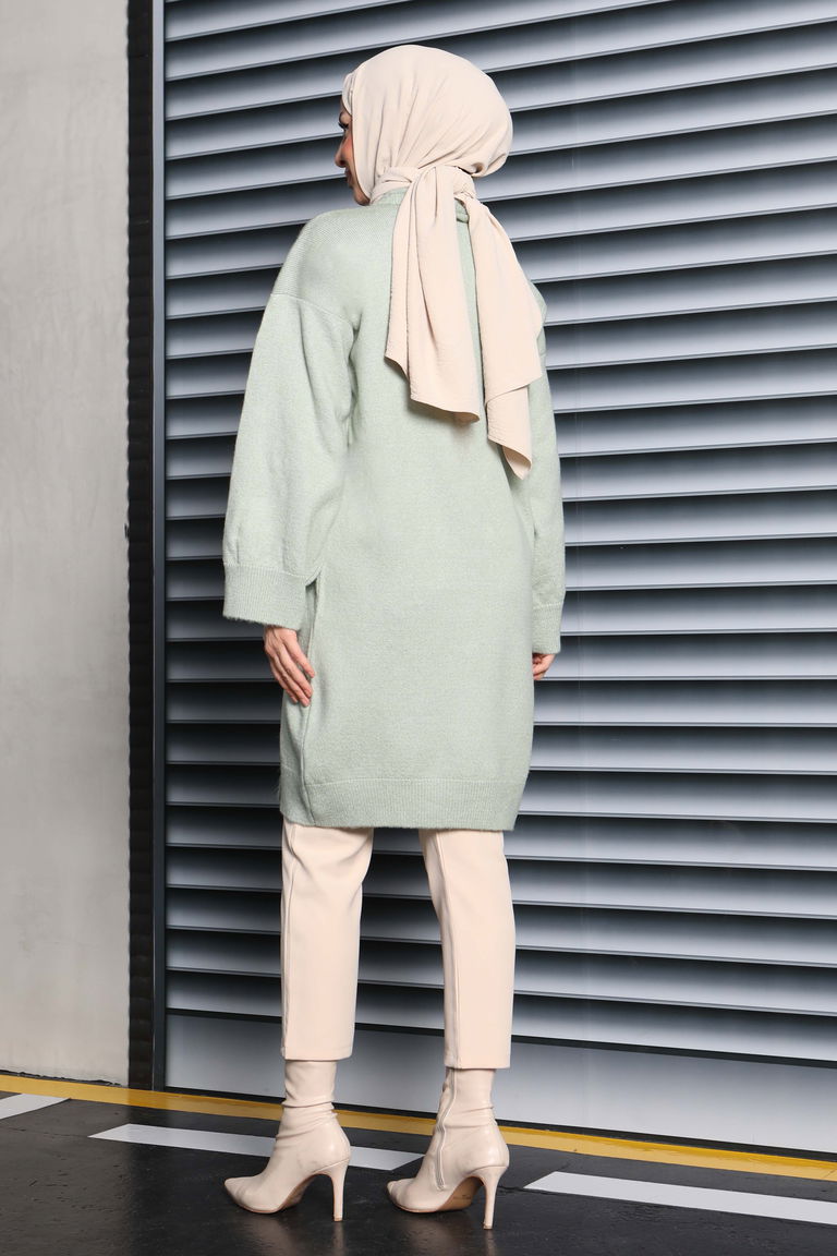 Yıkamalı Triko Hırka - 27836-MINT - TOFİSA