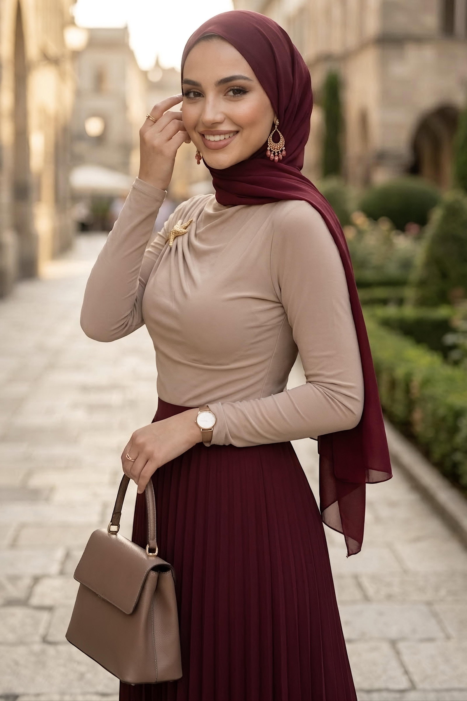Yıldız Broşlu Sendy Bluz Bej - 29009-BEJ - 2