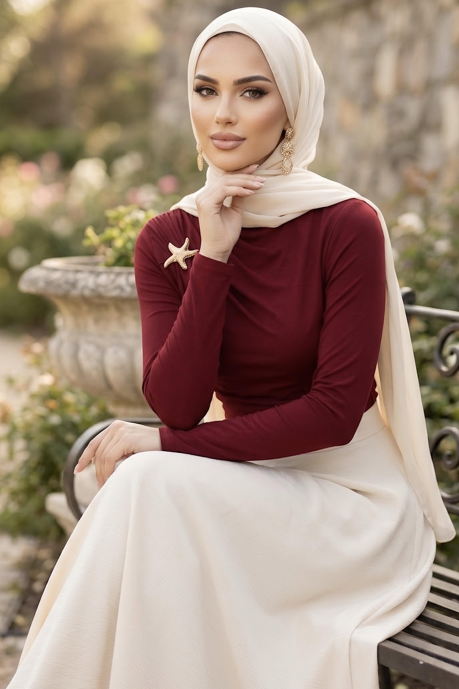 Yıldız Broşlu Sendy Bluz Bordo - 29009-BORDO - 2