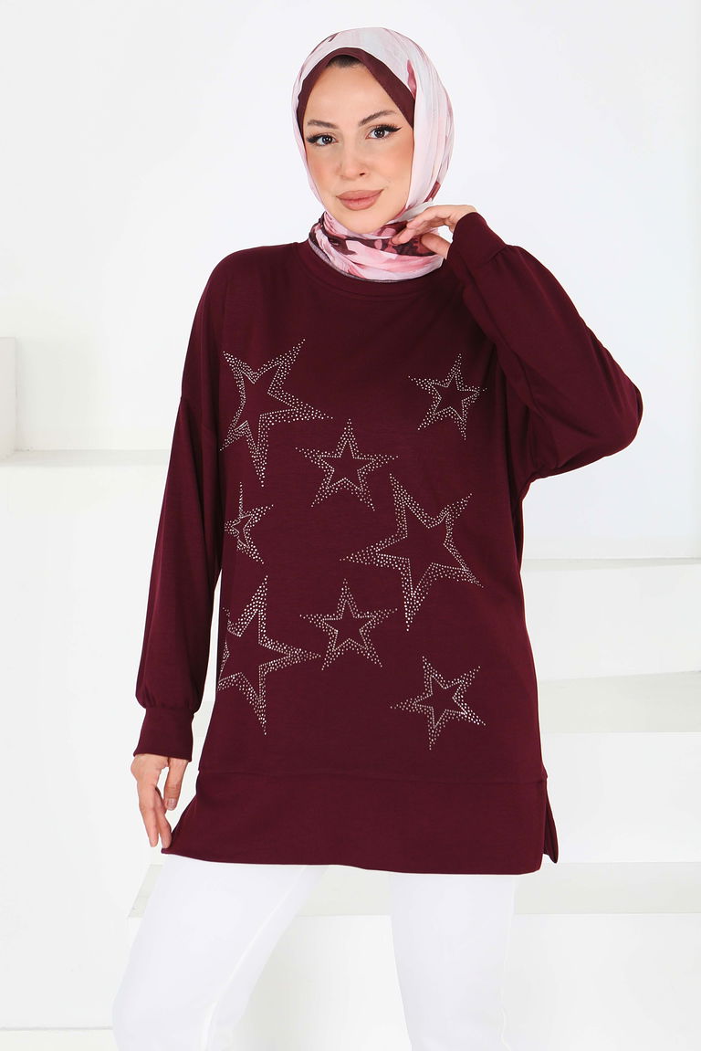 Yıldız Taş Detaylı Modal Tunik - 27673 - TOFİSA