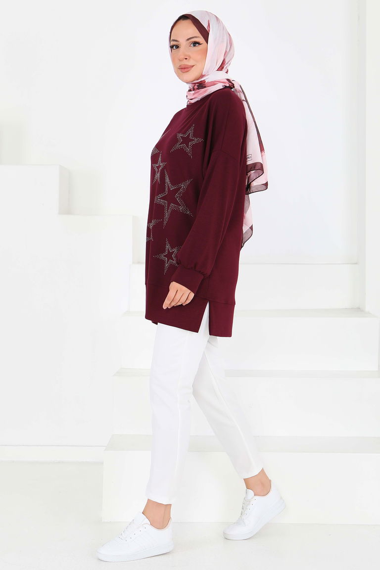Yıldız Taş Detaylı Modal Tunik - 27673 - TOFİSA