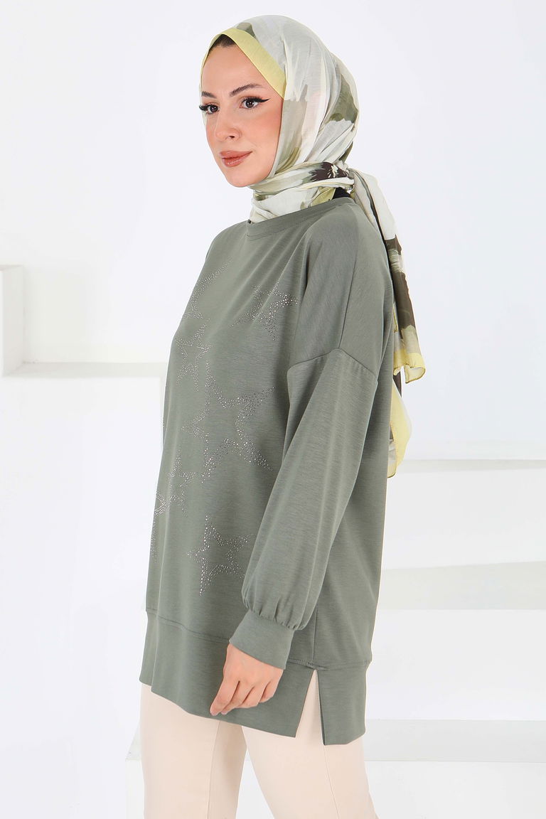 Yıldız Taş Detaylı Modal Tunik - 27673 - TOFİSA