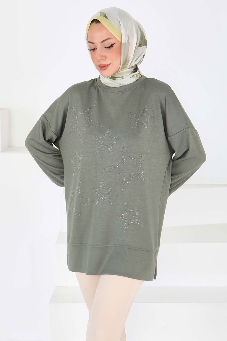 Yıldız Taş Detaylı Modal Tunik - 27673 - TOFİSA