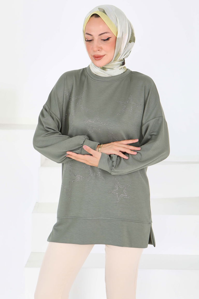 Yıldız Taş Detaylı Modal Tunik - 27673 - TOFİSA
