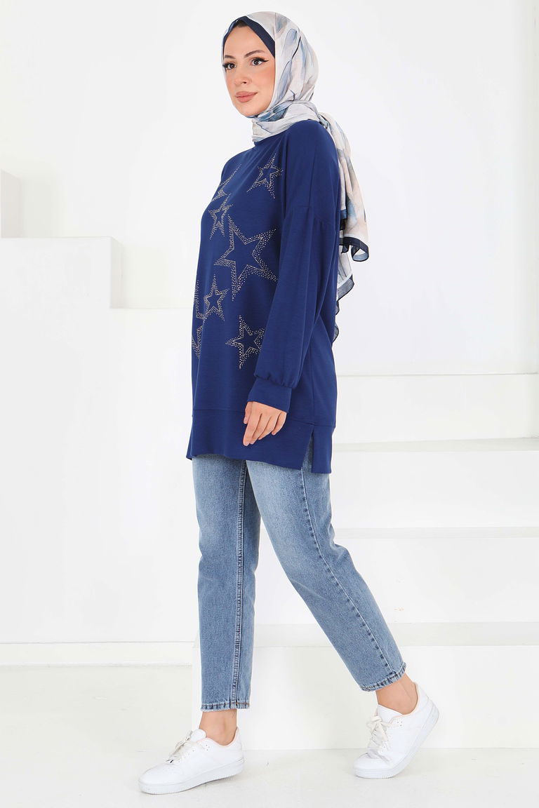 Yıldız Taş Detaylı Modal Tunik - 27673 - TOFİSA