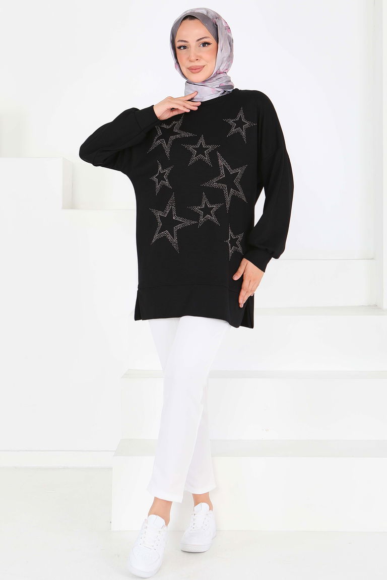 Yıldız Taş Detaylı Modal Tunik - 27673 - TOFİSA