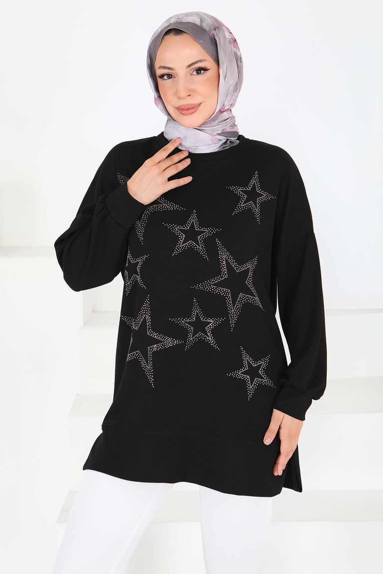 Yıldız Taş Detaylı Modal Tunik - 27673 - TOFİSA