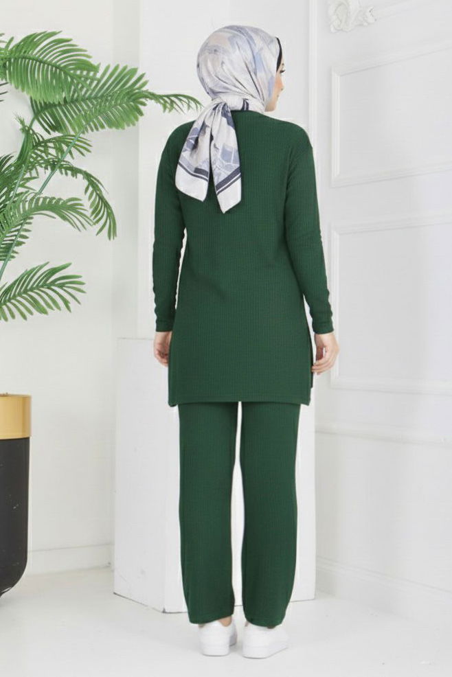 Yırtmaçlı Bürümcük İkili Takım - 2039-ZUMRUT - 3