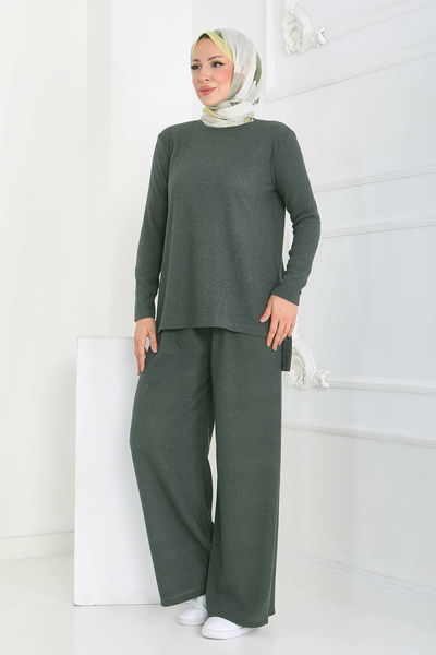 Yırtmaçlı Fitilli Kaşkorse İkili Takım - 27949-HAKI 