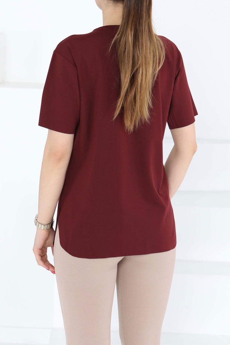 Yırtmalı Kısa Kollu T-Şhirt - 27117 - TOFİSA