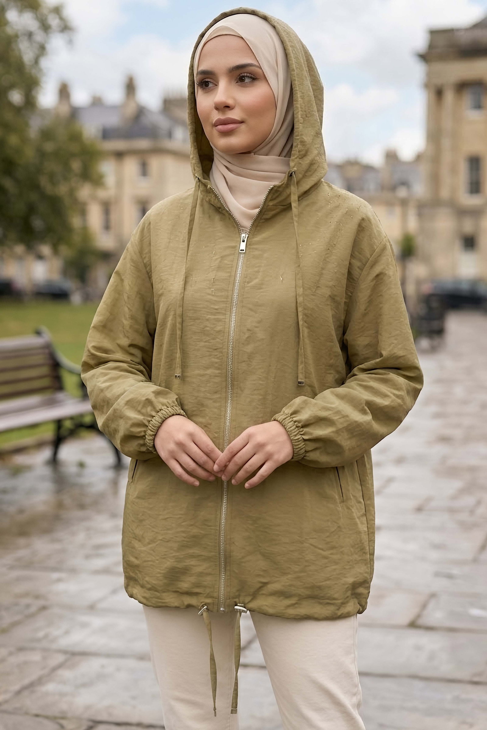 Zara Kupra Fermuarlı Kap Mont Bej - 28971-BEJ - 2