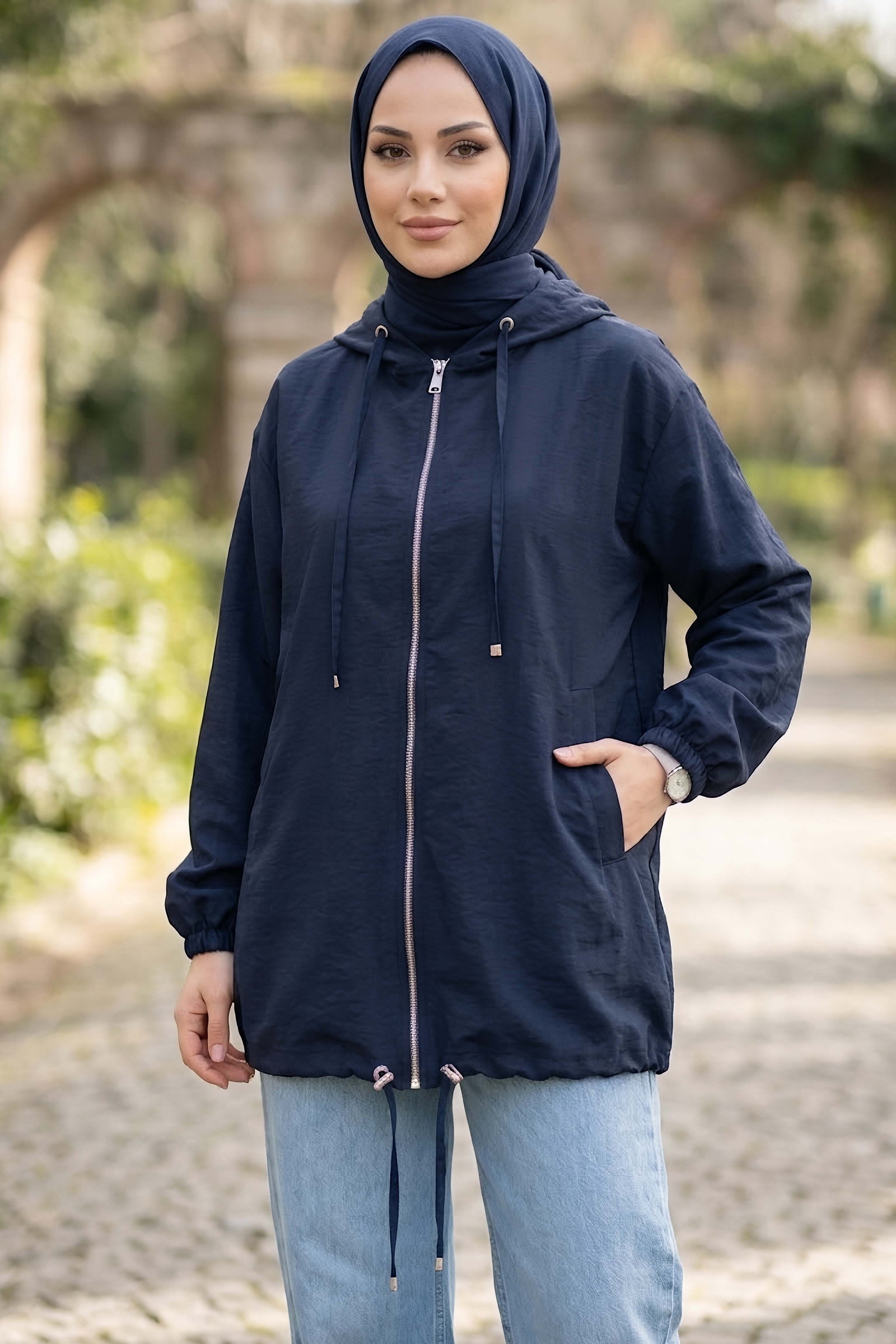 Zara Kupra Fermuarlı Kap Mont Lacivert - 28971-LACIVERT - 1