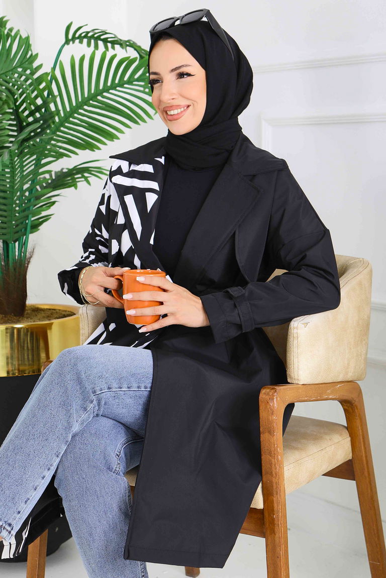 Zebra Desen Kuşaklı Trençkot - 27600 - TOFİSA