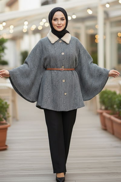 Zikzak Desenli Kemerli Pamço - 27987-BEJ 