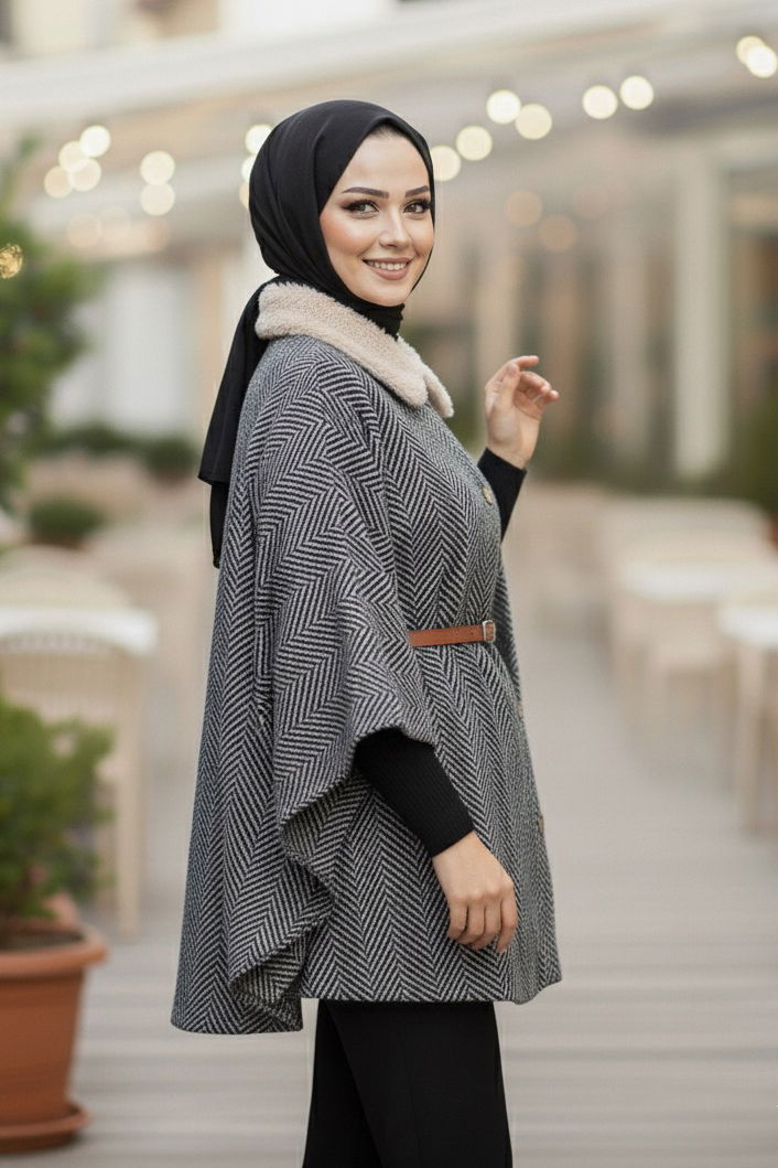 Zikzak Desenli Kemerli Pamço - 27987-BEJ - 3