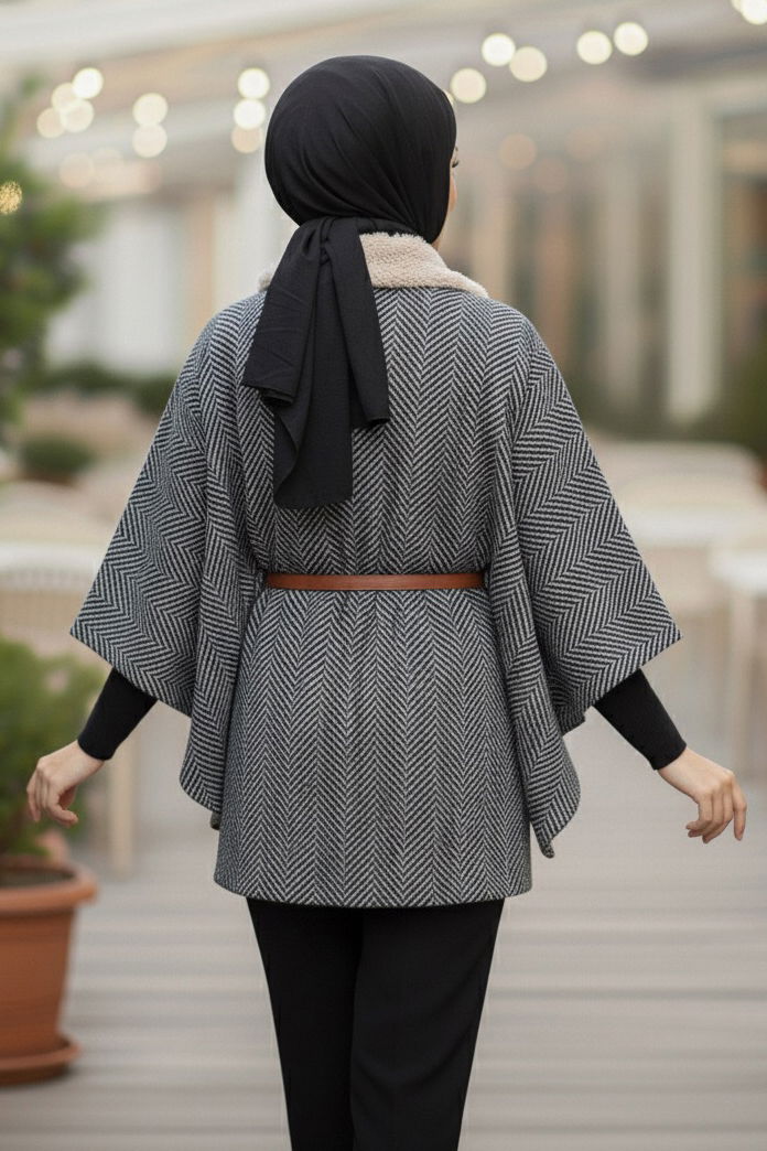 Zikzak Desenli Kemerli Pamço - 27987-BEJ - 4