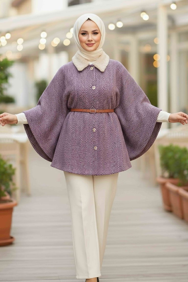 Zikzak Desenli Kemerli Pamço - 27987-FUSYA - TOFİSA