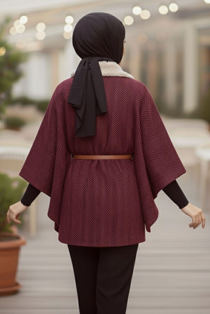 Zikzak Desenli Kemerli Pamço - 27987-KIRMIZI - TOFİSA