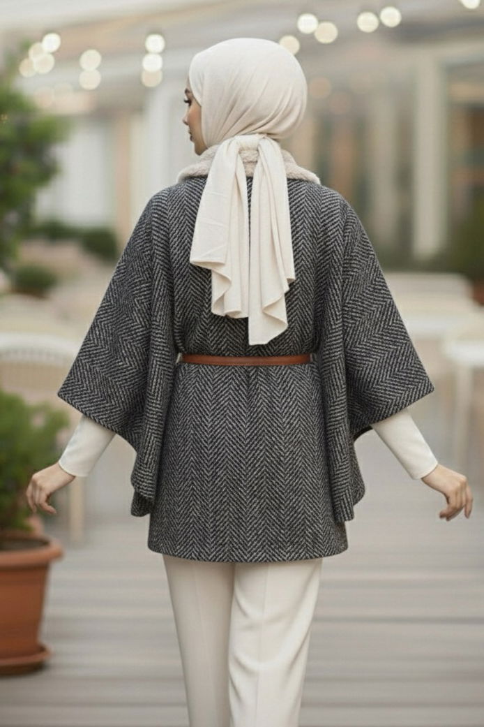 Zikzak Desenli Kemerli Pamço - 27987-VIZON - 4