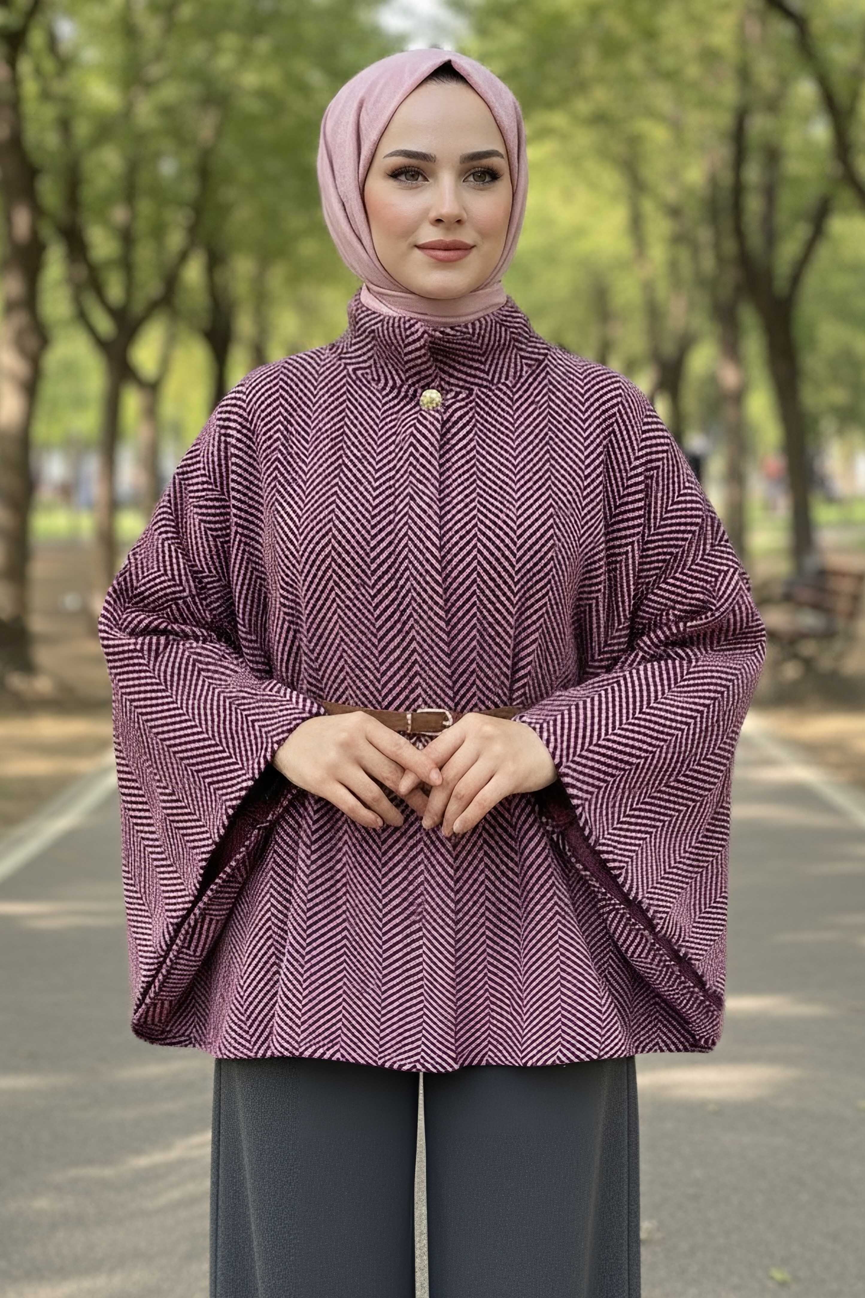 Zikzak Desenli Kemerli Pamço - 28031-FUSYA - 2