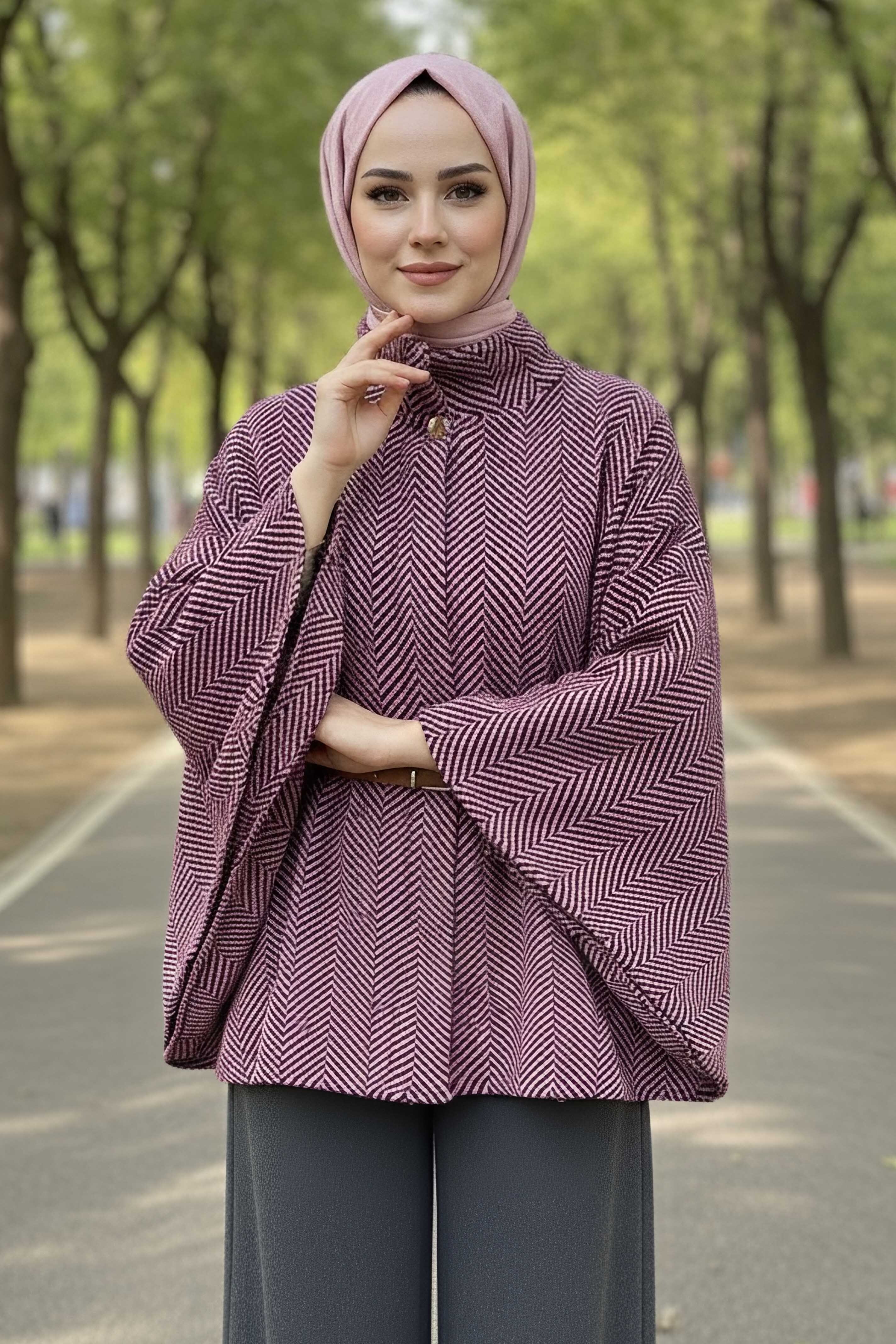 Zikzak Desenli Kemerli Pamço - 28031-FUSYA - 3