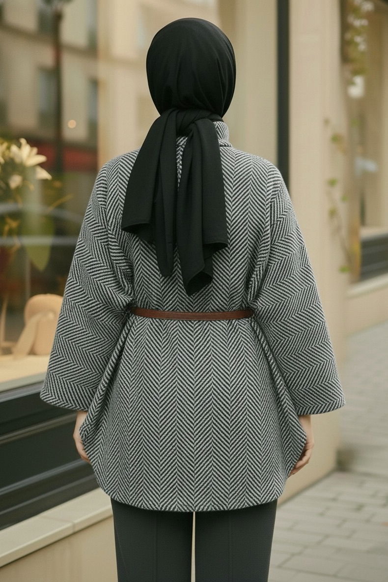 Zikzak Desenli Kemerli Pamço - 28031-HAKI - 3