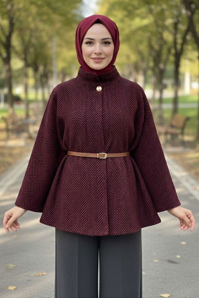 Zikzak Desenli Kemerli Pamço - 28031-KIRMIZI 