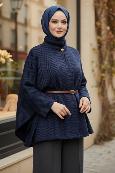 Zikzak Desenli Kemerli Pamço - 28031-LACIVERT 