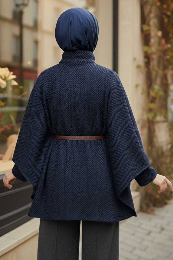 Zikzak Desenli Kemerli Pamço - 28031-LACIVERT - TOFİSA