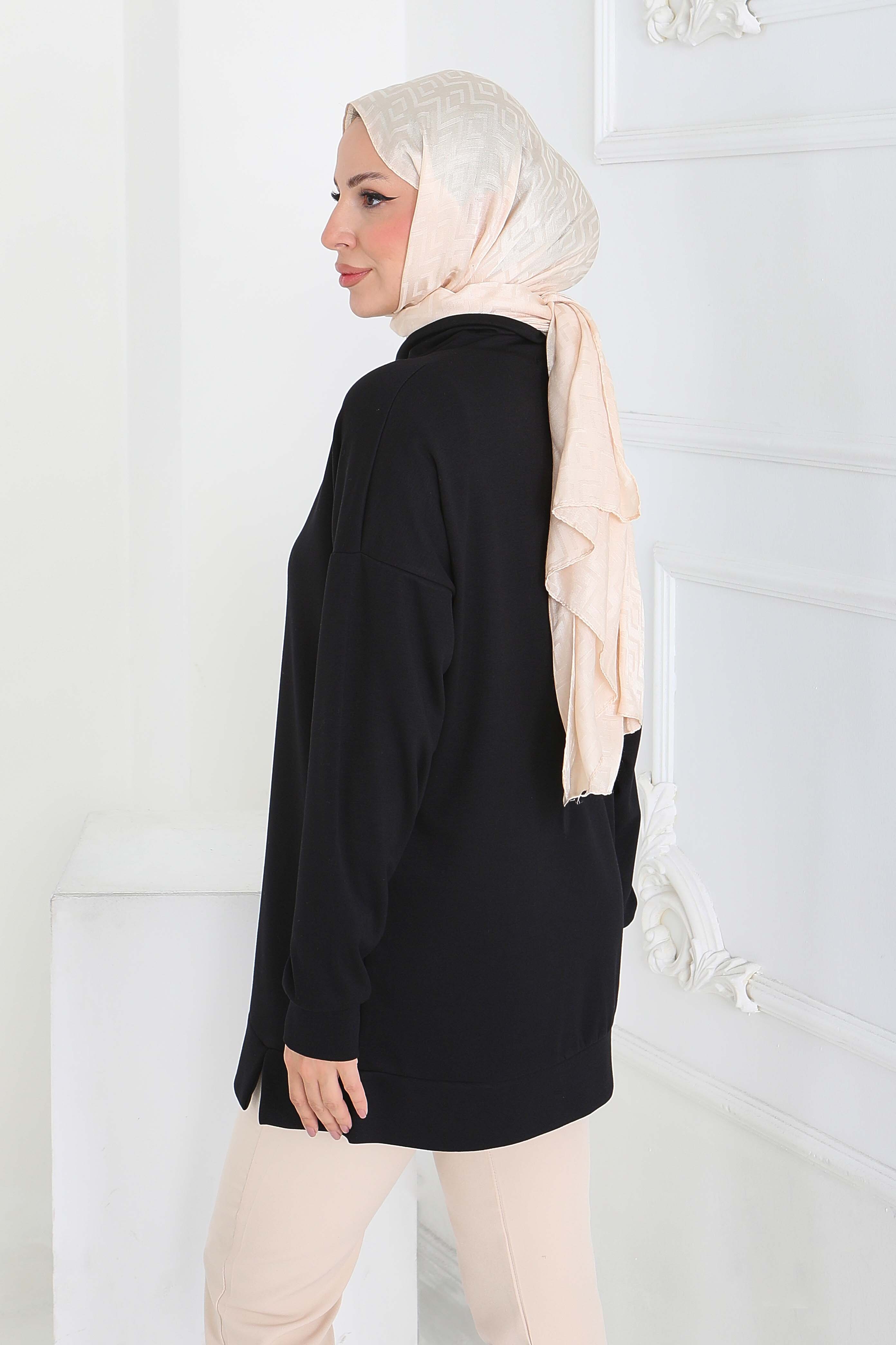 Zincir Detaylı Modal Tunik - 27916-SIYAH - 4