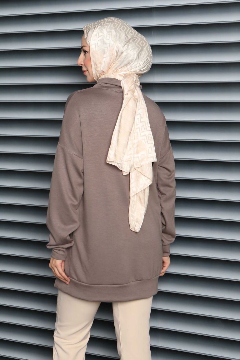 Zincir Detaylı Modal Tunik - 27916-VIZON - TOFİSA